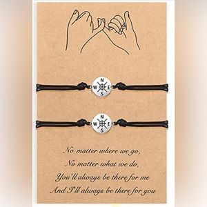 Pinky Promise Matching Bracelets Friends Couples Distance Jewelry Set w card